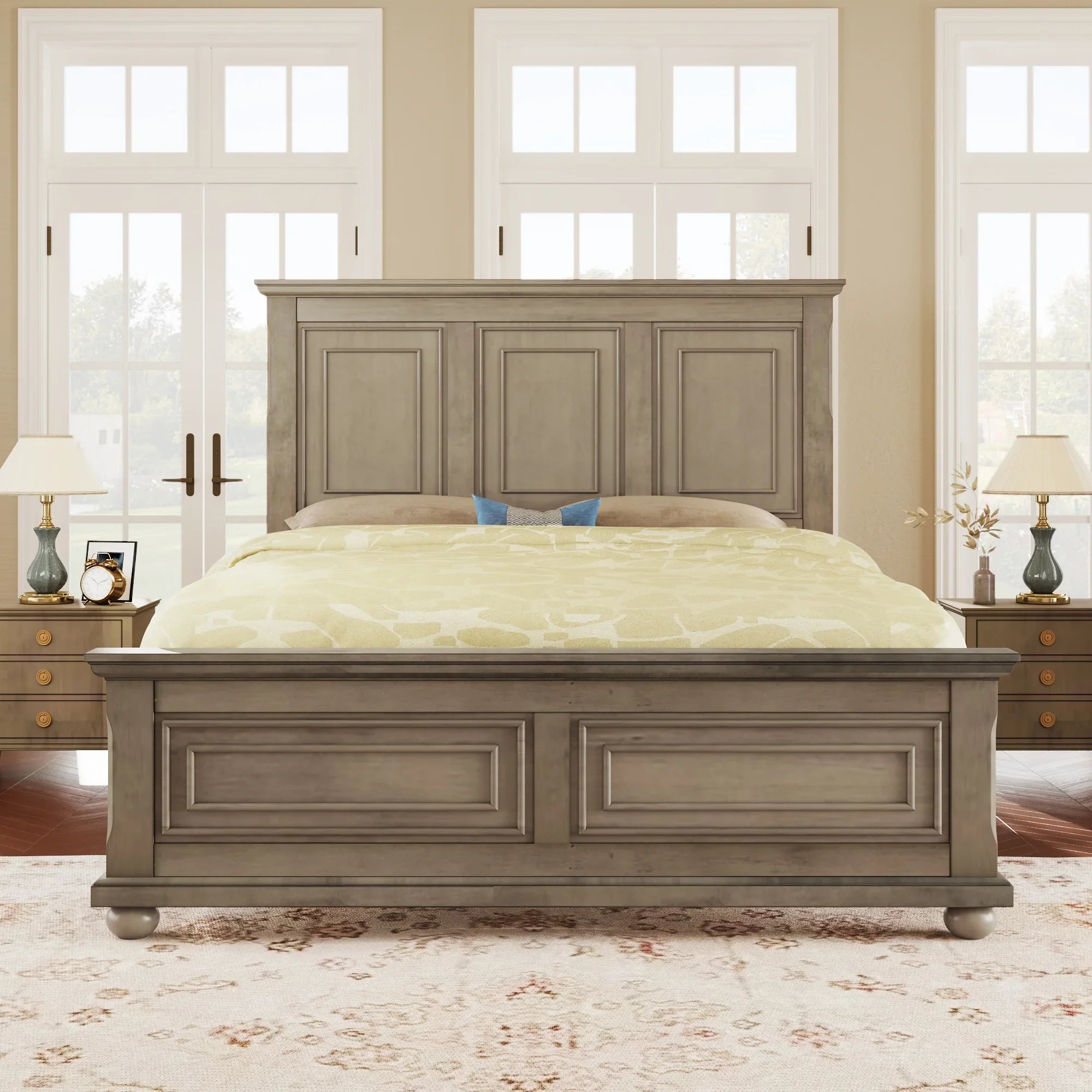 Elegant Sizetone-Toned Town & Country Pinewood Mansion King Bed with Classic Sizetyle