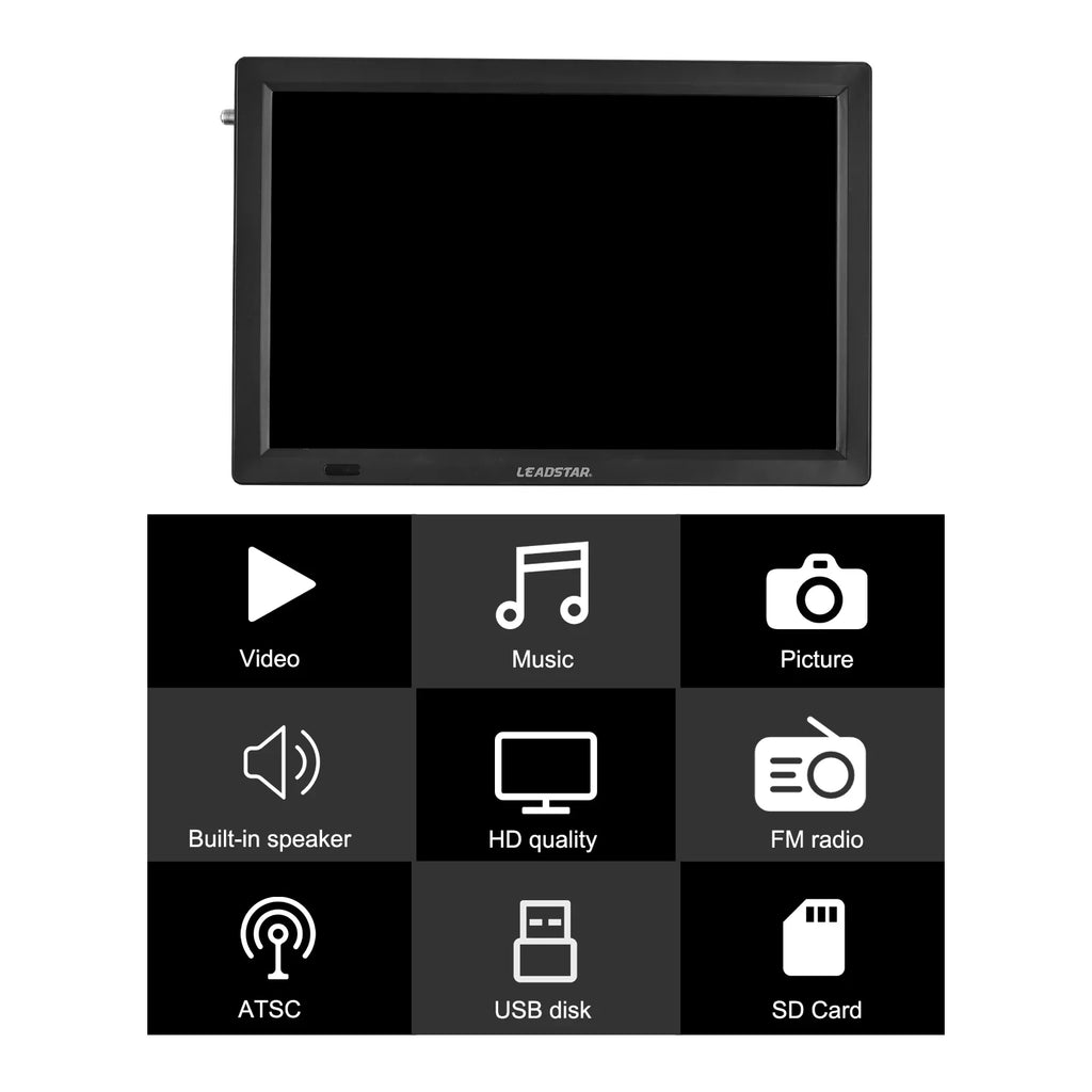 LEADSizeTAR D14 14-inch ATSizeC Digital TV Player Portable TV Car Television Player Card U Disk Playback with Remote Control