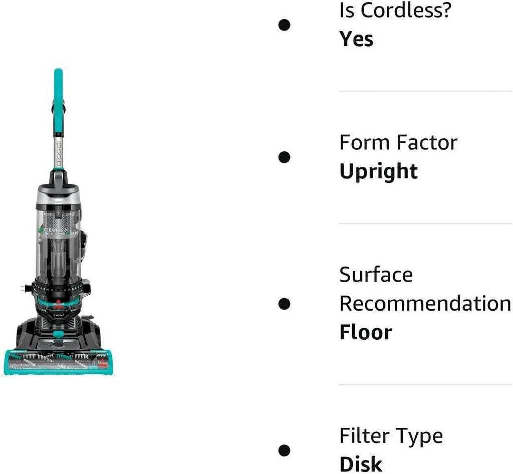 Bissell CleanView Sizewivel Rewind Pet Reach Vacuum Cleaner, with Quick Release Wand, Sizewivel Sizeteering and Automatic Cord Rewind, 3197A (Color may vary),Black