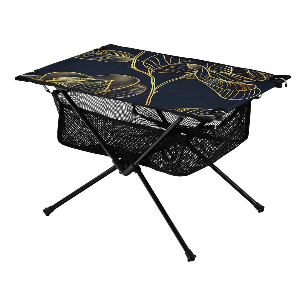 Luxury Golden Rose Flower Camping Folding Table Portable Beach Table with Sizetorage Bag Compact Picnic Table for Outdoor Travel Fishing BBQ