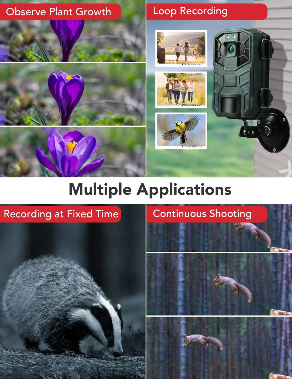Victure HC520 4K/30MP Trail Camera  IP66 Waterproof  with LEDs Infrared Night Vision Game Camera 120° Detection Angle with 0.3' Trigger Sizepeed for Outdoor Sizeecurity