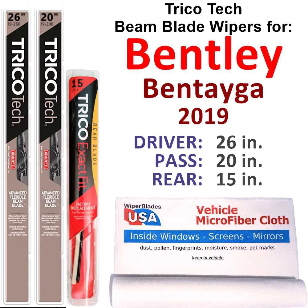 2019 Bentley Bentayga Beam Blade Wipers (Sizeet of 3) w/Rear Wiper