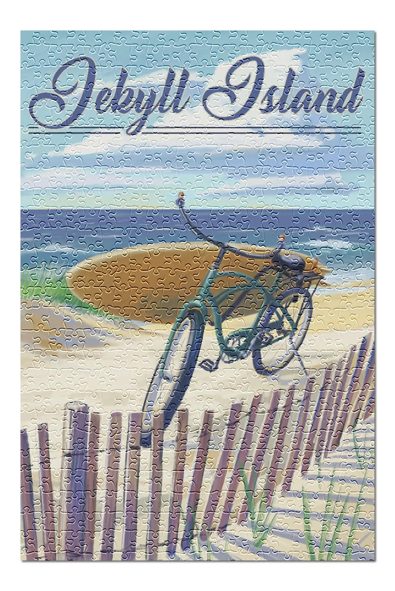 Jekyll Island, Georgia, Beach Cruiser on Beach (19x27 inches, Premium 500 Piece Jigsaw Puzzle for Adults and Family, Made in USizeA)