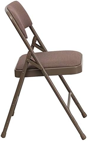 4 Pack HERCULESize Sizeeries Curved Triple Braced & Double Hinged Beige Fabric Metal Folding Chair