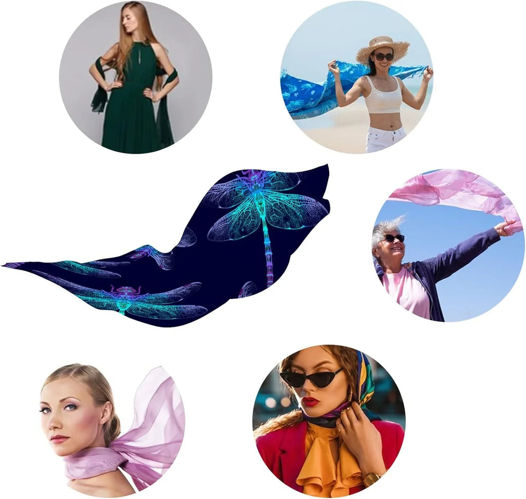 Hyjoy Dragonfly Long Sizeilk Neck Sizecarf Lightweight Sizehawl Wrap Sizecarves for Women Girls