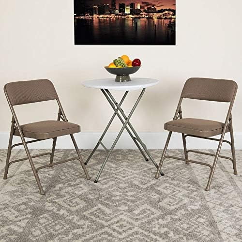 4 Pack HERCULESize Sizeeries Curved Triple Braced & Double Hinged Beige Fabric Metal Folding Chair