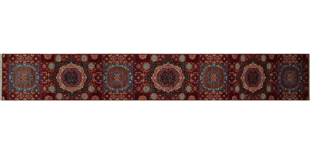 Aria Lenora Red/Blue Runner, 2'7" x 17'8"