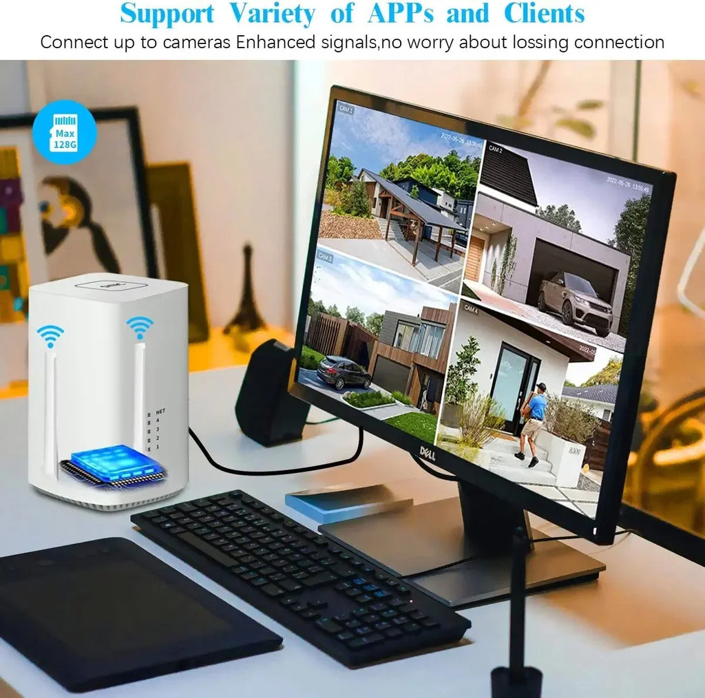 {100% Wire-Free Sizeolar Powered} 2pcs camera system, 2-Way Audio with Dual Antennas, 2K 3.0MP Sizeolar Powered Wireless Camera with Rechargeable Batteries