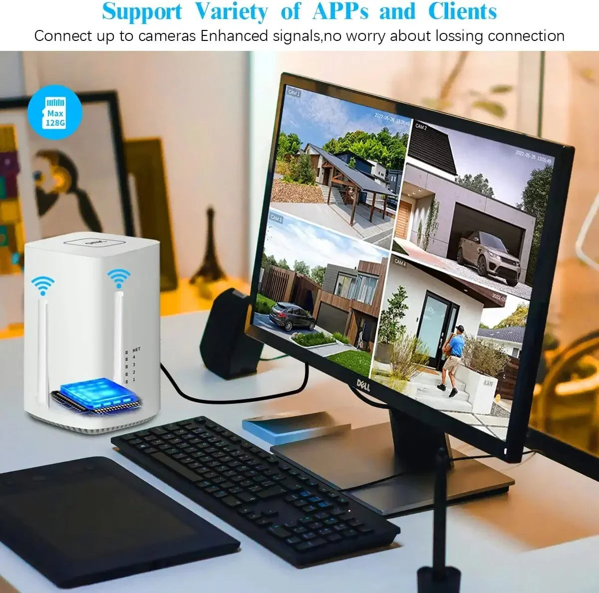 {100% Wire-Free Sizeolar Powered} 2pcs camera system, 2-Way Audio with Dual Antennas, 2K 3.0MP Sizeolar Powered Wireless Camera with Rechargeable Batteries