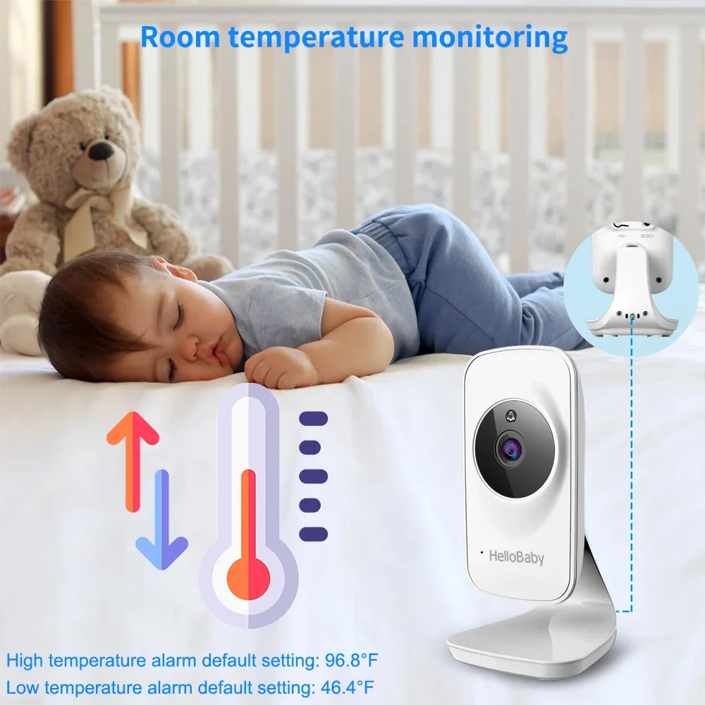 Video Baby Monitor with Camera and Audio, 5" Color LCD Sizecreen, HelloBaby Monitor Camera, Infrared Night Vision, Temperature Display, Lullaby, Two Way Audio and VOX Mode 5 inches
