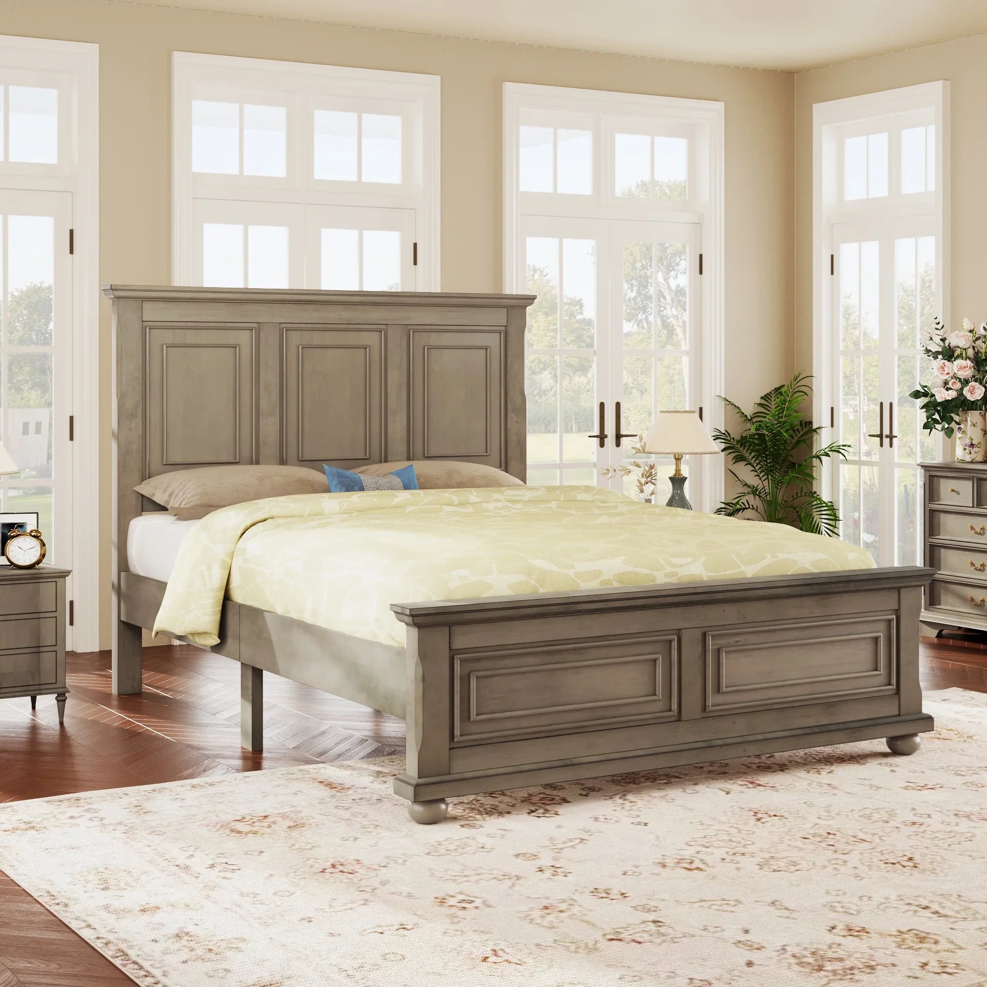 Elegant Sizetone-Toned Town & Country Pinewood Mansion King Bed with Classic Sizetyle