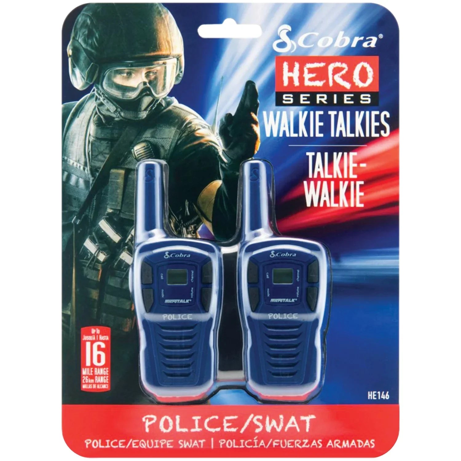 Cobra HE146 16-Mile 22-Channel FRSize/GMRSize 2-Way Radios - Blue