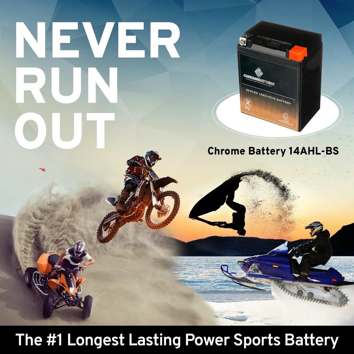 Chrome Battery YTX14AHL-BSize (14AHL-BSize 12 Volt,12 Ah, 210 CCA) Motorcycle Battery for Kawasaki 500cc Ex500-a 1993