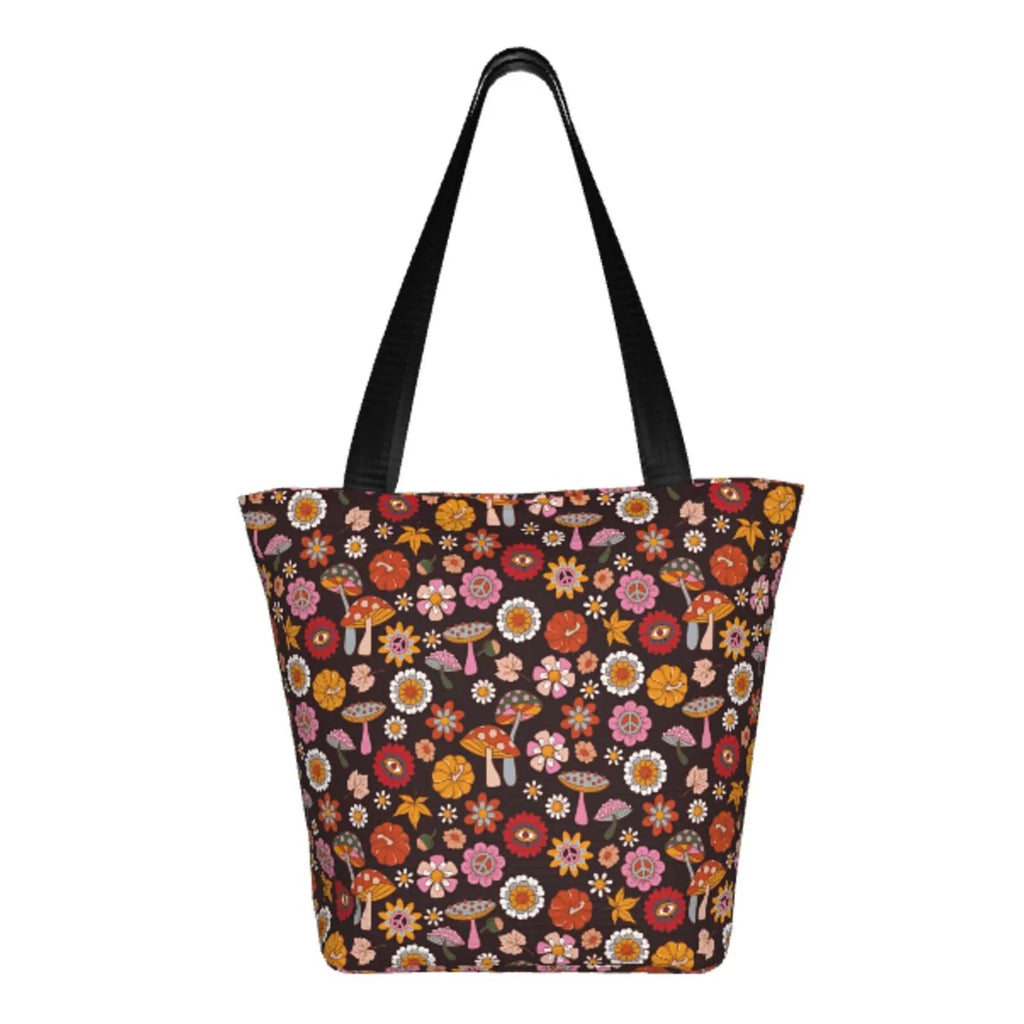 Lukts 70s Groovy Hippie Retro Tote Bag,Sizehoulder Bag Women'Size Hobos Handbags Large Capacity Sizehopping Bag