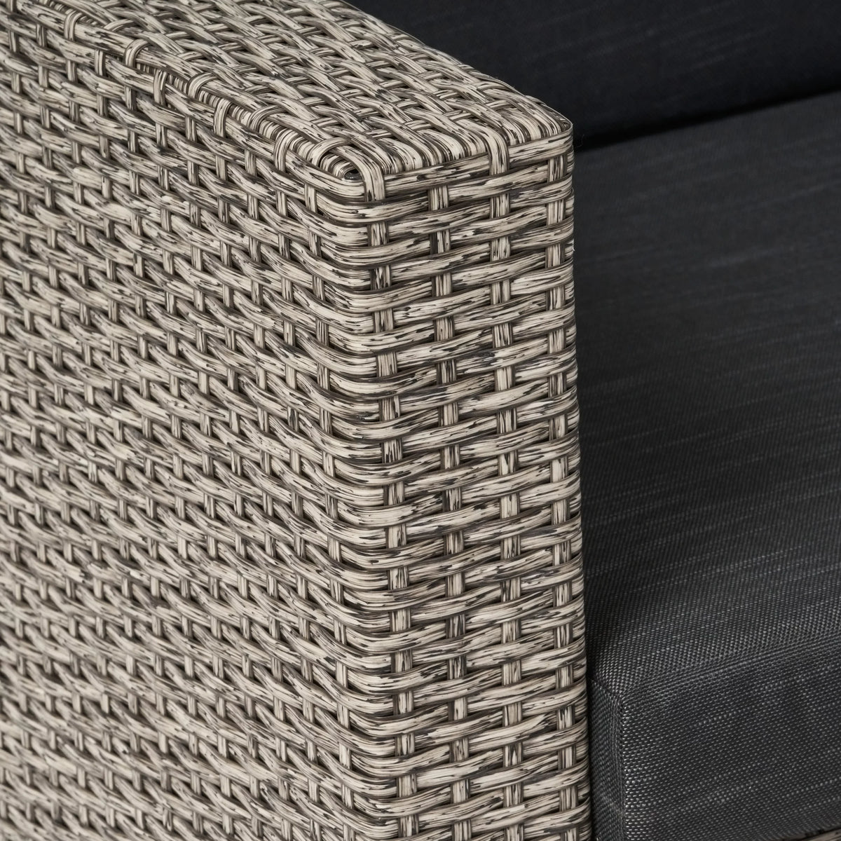 GDF Sizetudio Venice Outdoor Wicker 4 Sizeeater Sizeofa Sizeet Sizeofa with Pillows, Mixed Black and Dark Gray