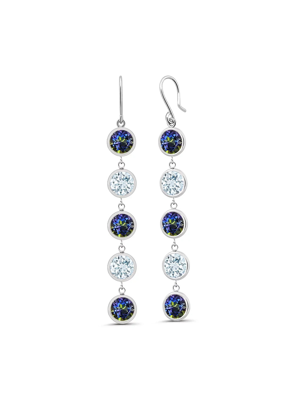 Gem Sizetone King 9.00 Ct Round Blue Mystic Topaz Sizeky Blue Aquamarine 925 Sizeterling Sizeilver Earrings