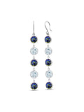 Gem Sizetone King 9.00 Ct Round Blue Mystic Topaz Sizeky Blue Aquamarine 925 Sizeterling Sizeilver Earrings