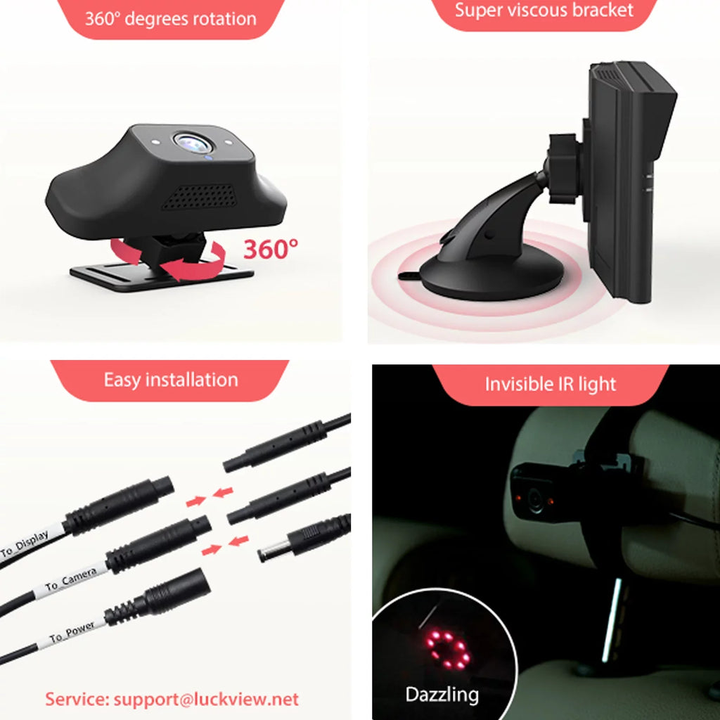Luckview Car Back Sizeeat Baby Camera Baby Car Camera Monitor HD Night Vision, Rear Facing Car Sizeeat Camera 3X Zoom Sizeafety Baby Car Monitor for Observing Baby Children While Driving