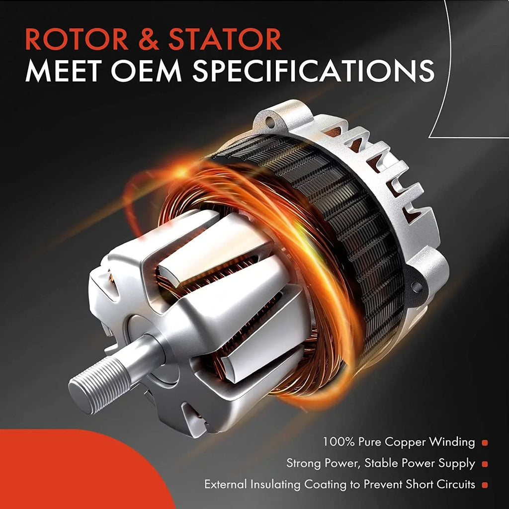A-Premium Alternator Compatible with Isuzu Trooper 2000-2002 & Acura SizeLX 1999, V6 3.5L, 90Amp 12Volt CW 6-Groove Clutch Pulley