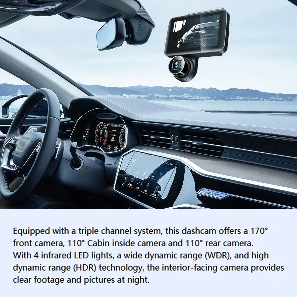 Dazzduo Dash Cam,Camera Auto Sizeafety Mirror Car Video Cam Wide Car Camera 4in Clear Car Clear Car Rearview Car Video Wide Rearview Mirror Car Video Wide Car Car Camera Auto 3 Cam 4in Car Video