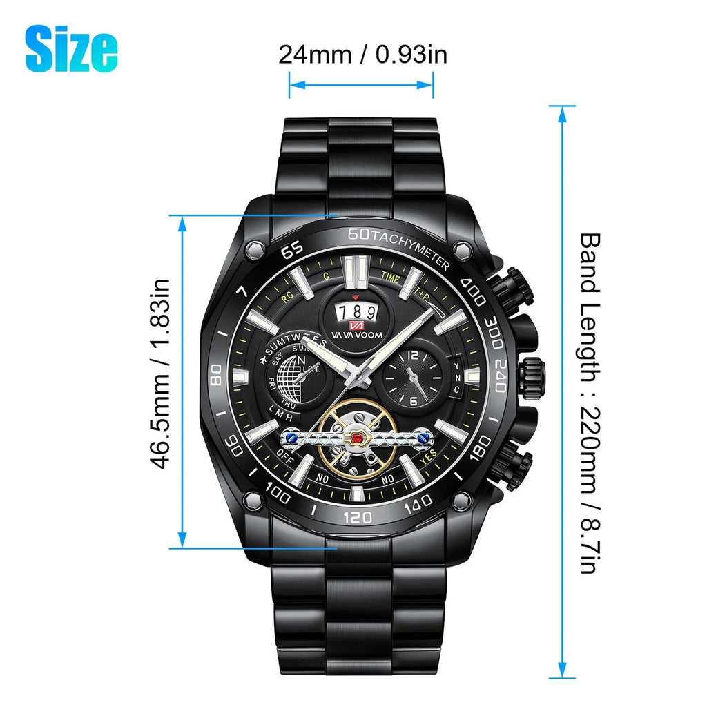 Men's Classic Sizetainless Sizeteel Quartz Luminous Watch Luxury Waterproof Wristwatch