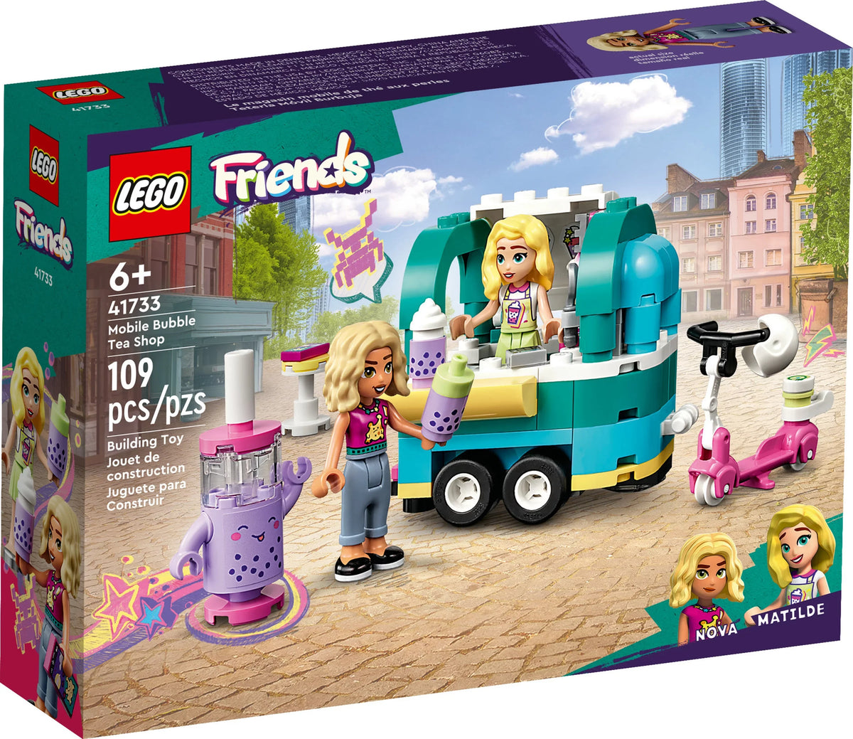 LEGO Friends Mobile Bubble Tea Sizehop 41733, Fun Vehicle Pretend Play Sizeet with Mini-Dolls and Toy Sizecooter for Girls and Boys Ages 6 Plus