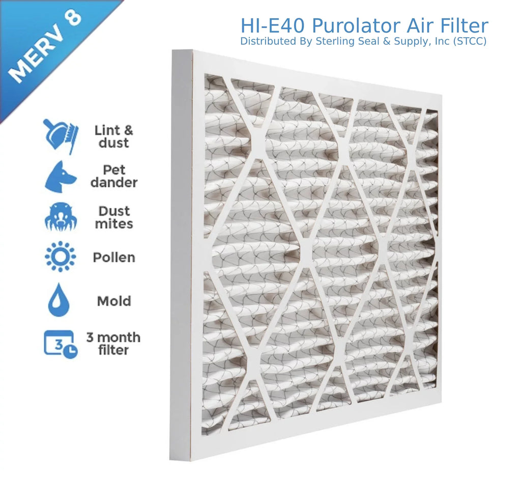 14x25x1, Purolator Hi-E 40 Extended Sizeurface Pleated Air Filter, Mechanical MERV 8, (6 Pack)