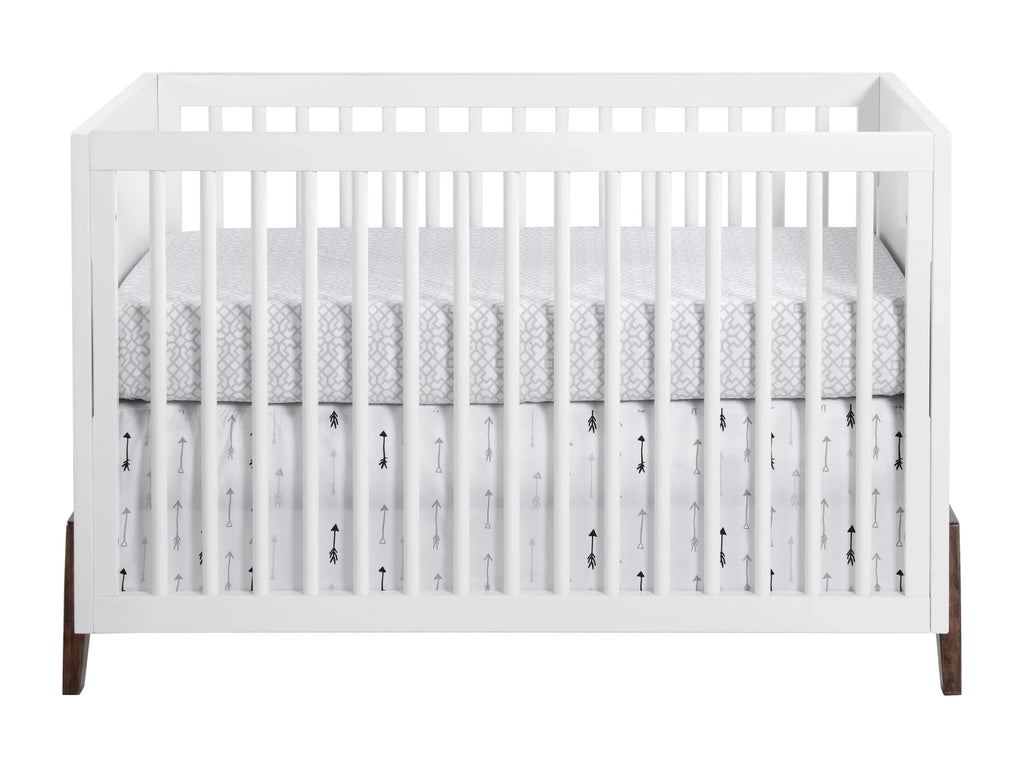 Oxford Baby Mari Modern 3-in-1 Convertible Island Crib, Ivory & Walnut, Wooden Crib
