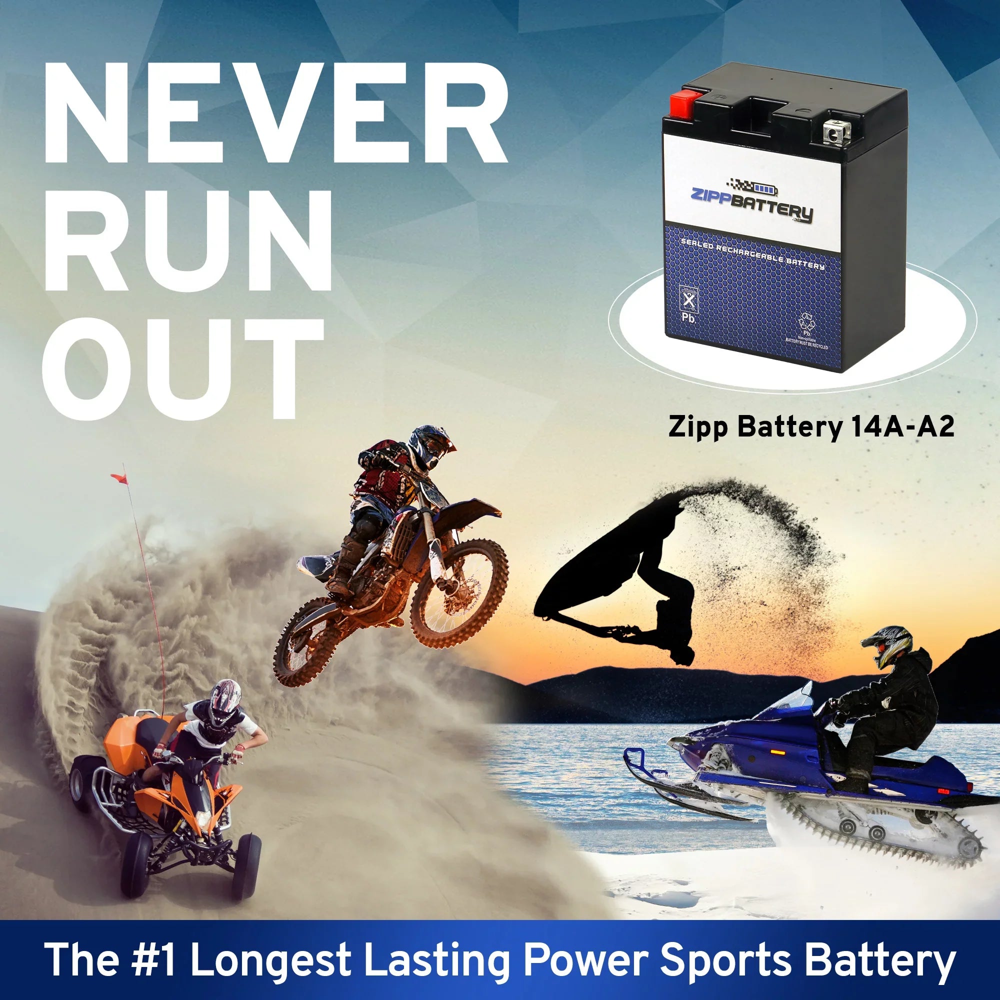 Zipp Battery YB14A-A2 (14A-A2 12 Volt,14 Ah, 190 CCA) Utility Vehicle Battery for Kawasaki Kaf400 Mule 600 610 400cc 05-'07