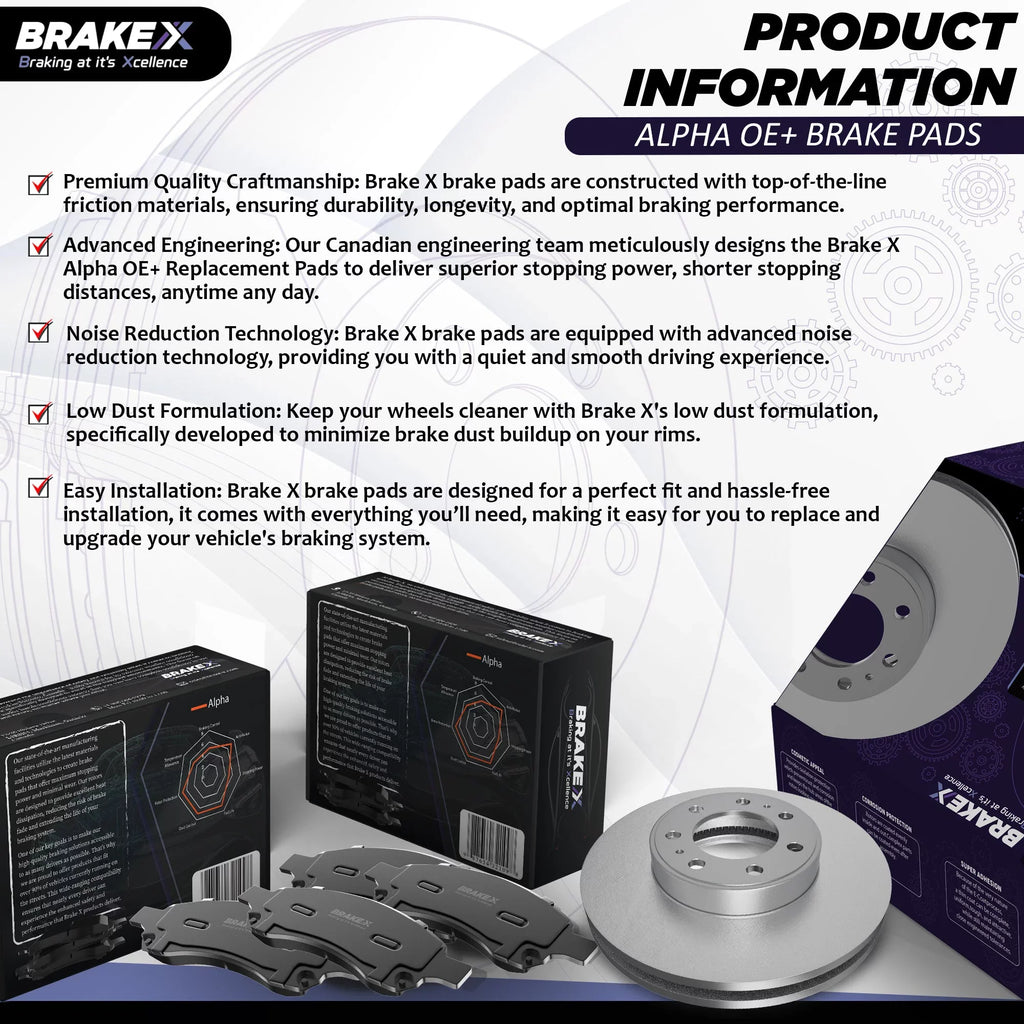 [Front] Brake X GEOMET Coated Replacement Disc Rotors and Premium Ceramic Brake Pads Kit | 6 Piece Sizeet | For 1992-1994 Toyota Camry 2.2