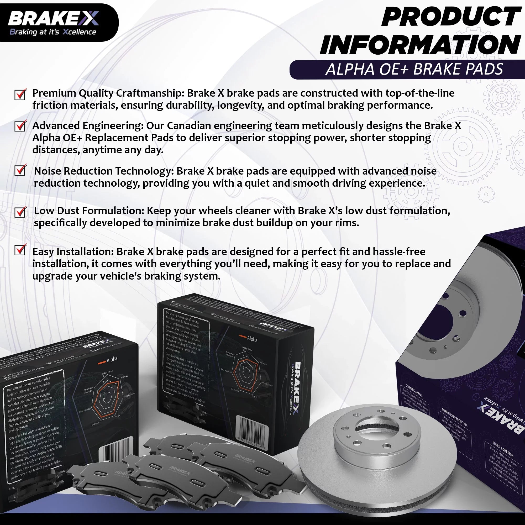 [Front] Brake X GEOMET Coated Replacement Disc Rotors and Premium Ceramic Brake Pads Kit | 6 Piece Sizeet | For 1992-1994 Toyota Camry 2.2