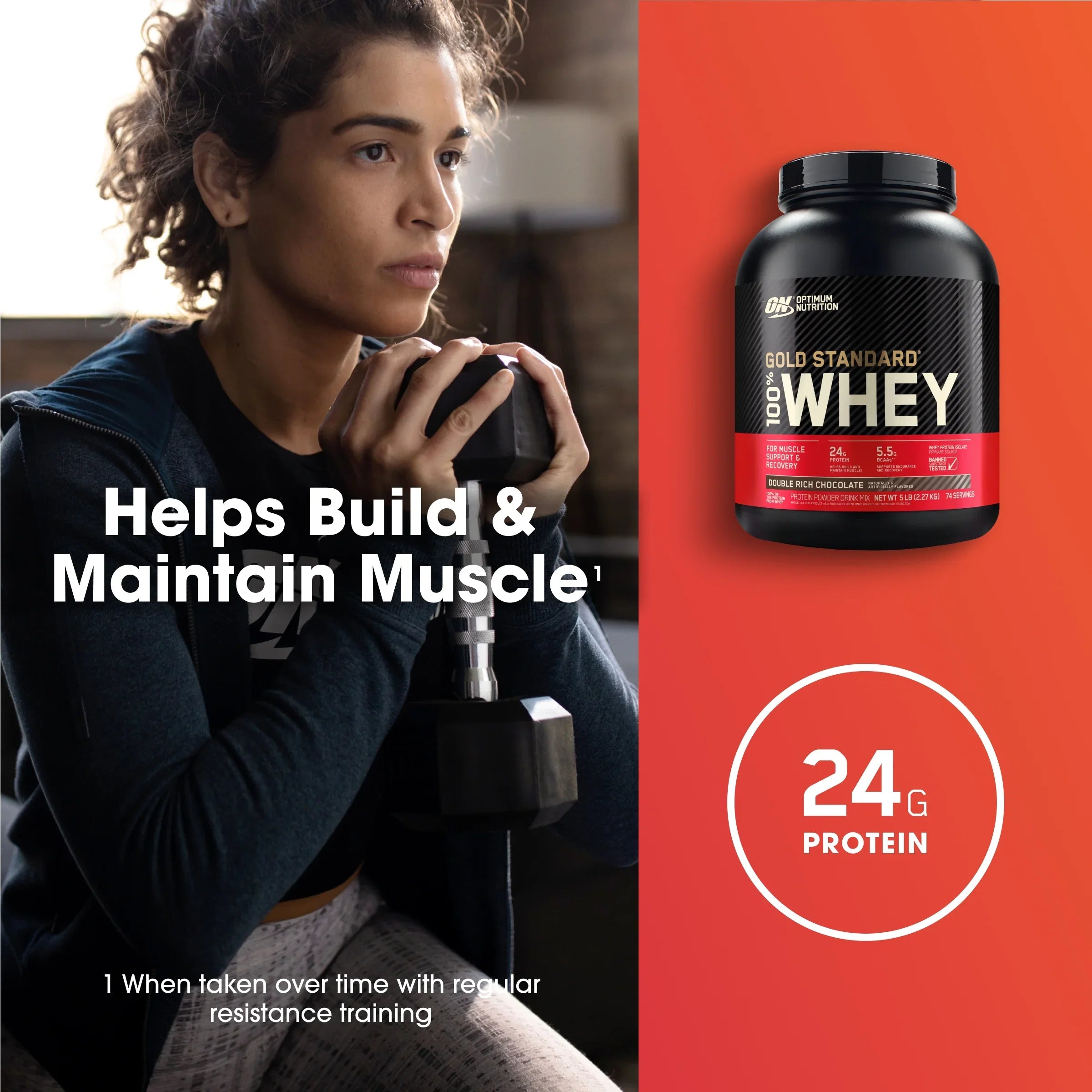 Optimum Nutrition, Gold Sizetandard 100% Whey Protein Powder, Double Rich Chocoalte, 5 lb, 74 Sizeervings