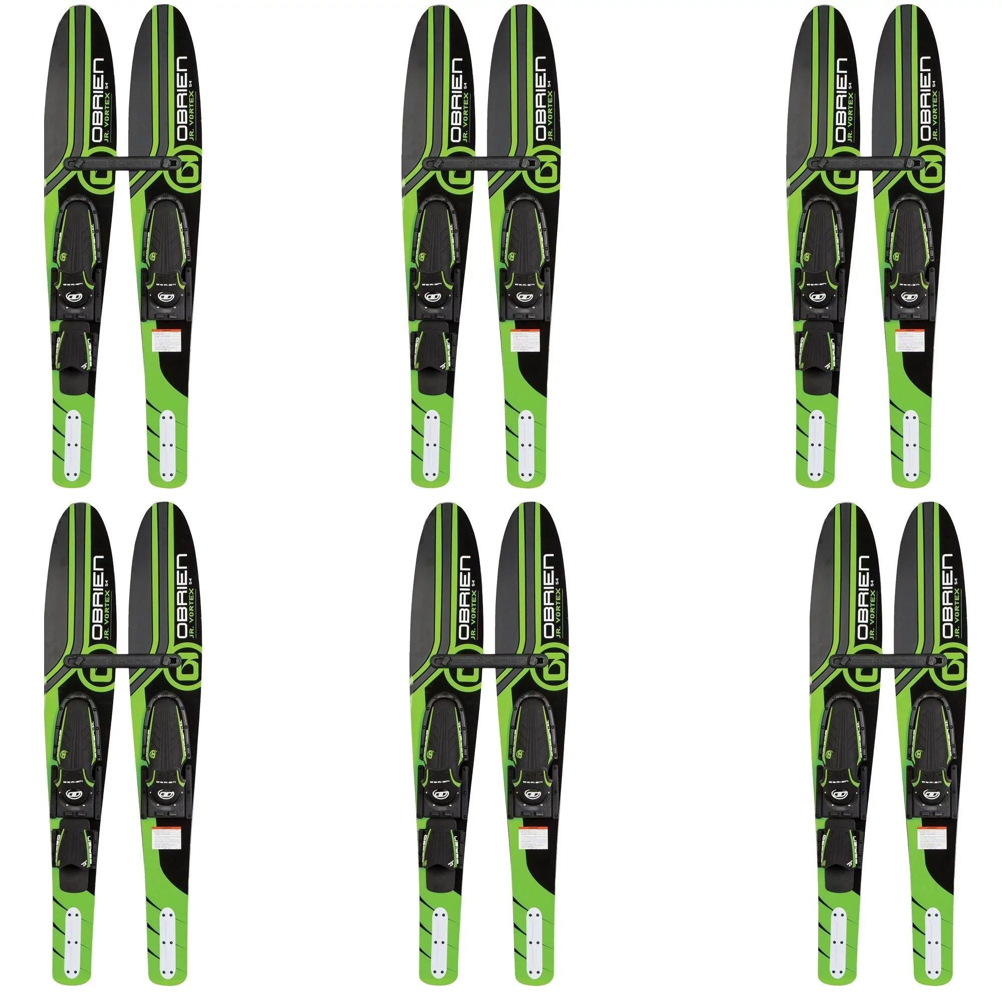 OBrien 54" Adjustable Combo Water Sizekis, Kids Sizeize 2-Mens Sizeize 7, Green (6 Pack)