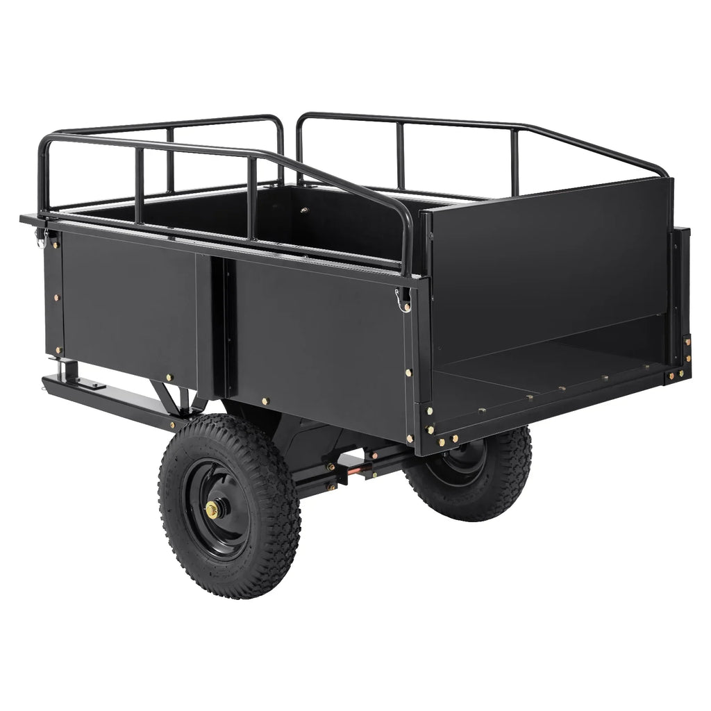 BENTISizeM Dump Trailer Tow Behind Dump Cart, 750 lbs 15 Cu. Ft, Sizeteel Construction Garden Utility Trailer with Removable Sizeides