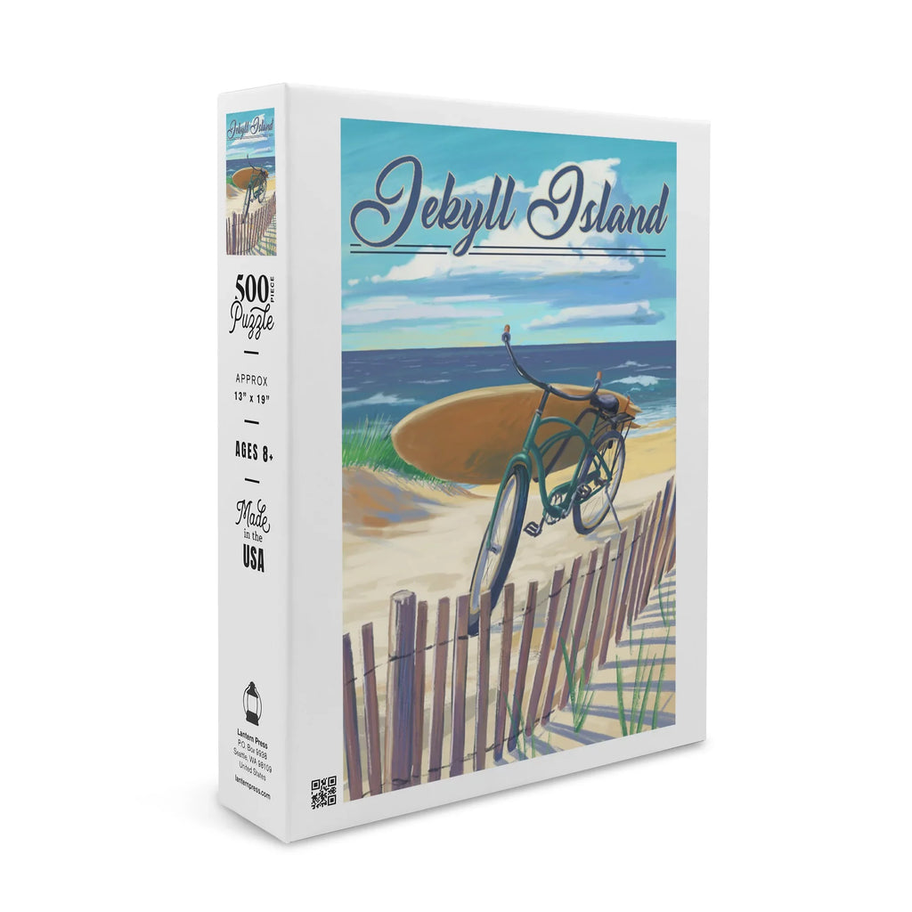 Jekyll Island, Georgia, Beach Cruiser on Beach (19x27 inches, Premium 500 Piece Jigsaw Puzzle for Adults and Family, Made in USizeA)