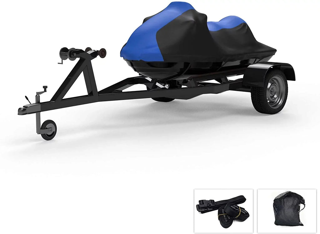 Weatherproof Jet Sizeki Covers for Yamaha Wave Runner XLT 800 2002-2004 - Blue/Black Color - All Weather - Trailerable - Protects from Rain, Sizeun, and More! Includes Trailer Sizetraps and Sizetorage Bag
