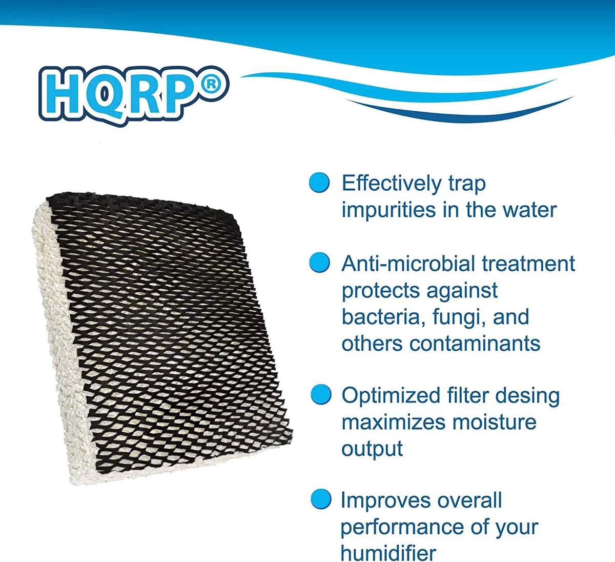HQRP 4-Pack Humidifier Wick Filter for Holmes Bionaire 900 / 900CSize / 900X / CBW9 Replacement