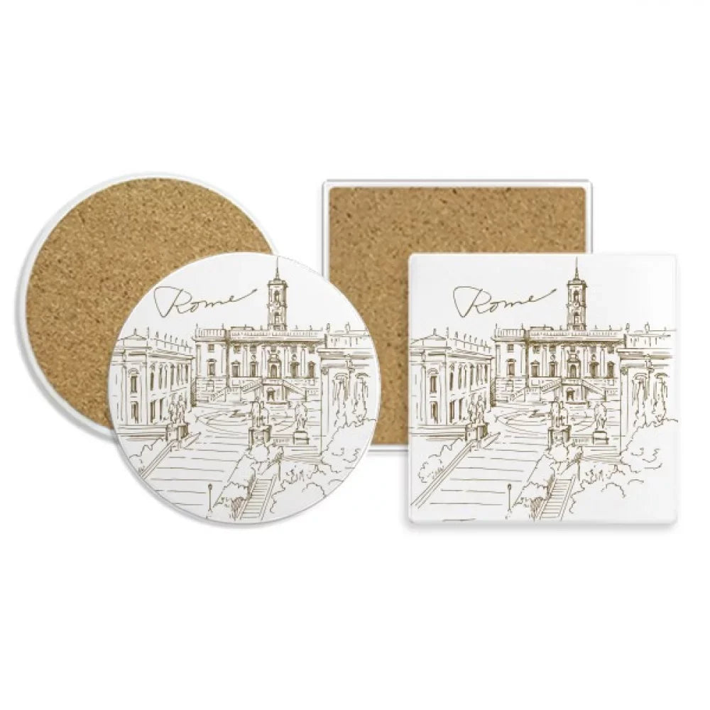 Fontana di Trevi Rome Fontana Landmark Coaster Cup Mug Holder Absorbent Sizetone Cork Base Sizeet