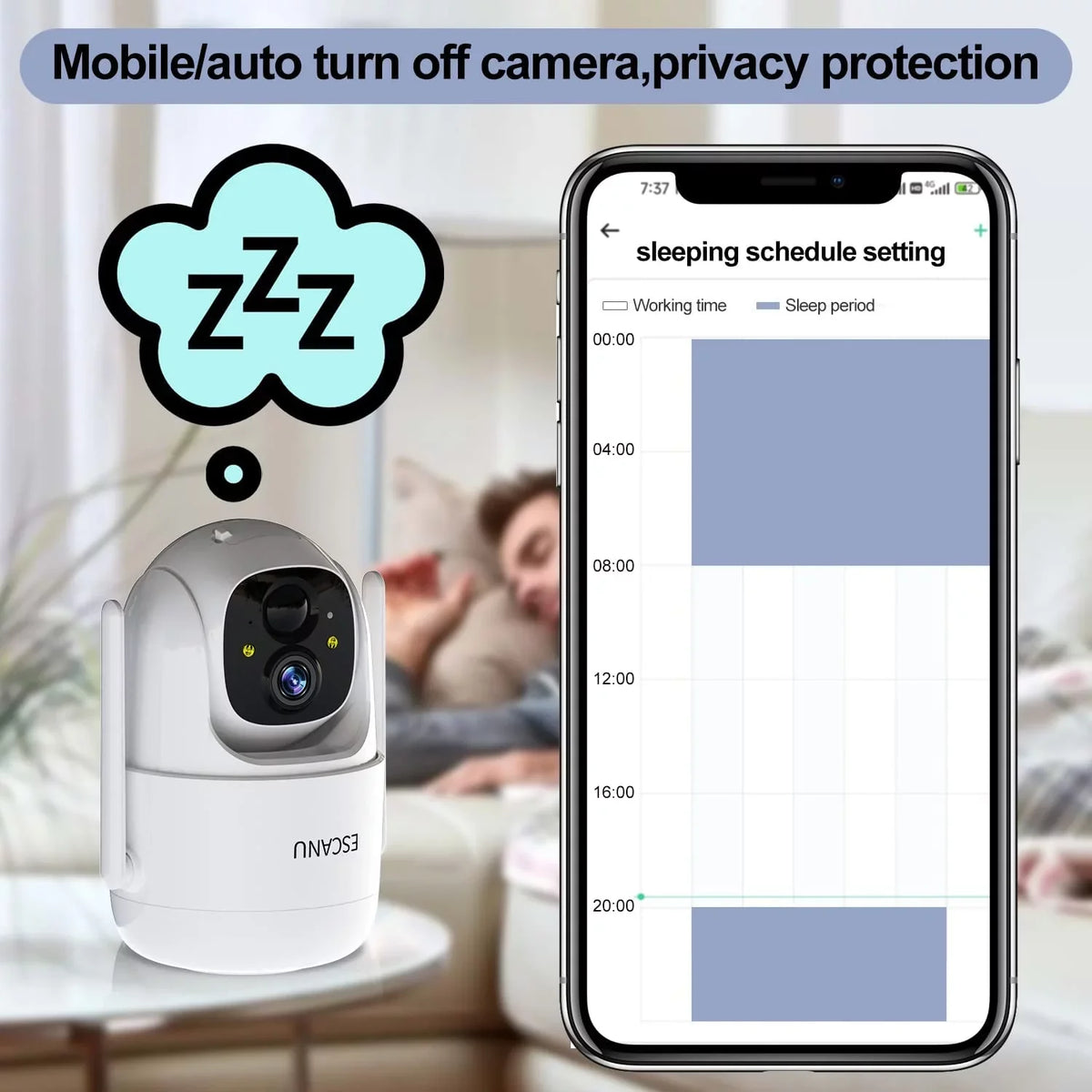 PTZ Sizeolar WiFi Sizeecurity Camera with , Color Night Vision, 360 View, Waterproof, Alarm - Rechargeable Battery