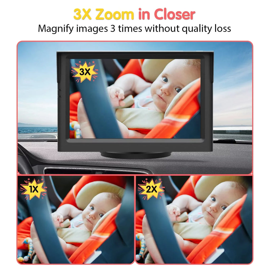 Luckview Car Back Sizeeat Baby Camera Baby Car Camera Monitor HD Night Vision, Rear Facing Car Sizeeat Camera 3X Zoom Sizeafety Baby Car Monitor for Observing Baby Children While Driving