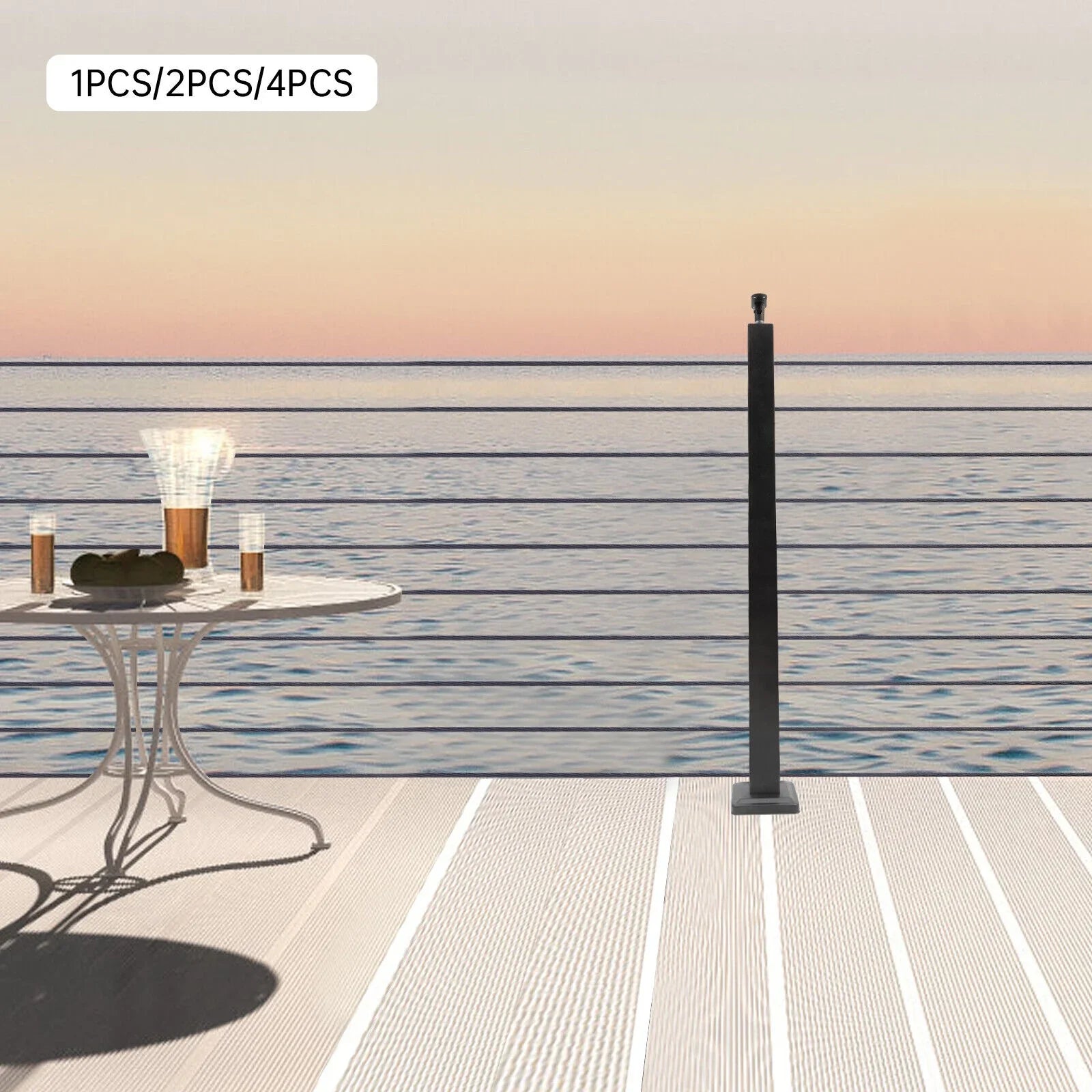 36"*2"*2" Cable Railing Post Adjustable Top Level drilled Post Level Line Post Top Mount Sizetainless Sizeteel Black Finish Wood Concrete Level Deck