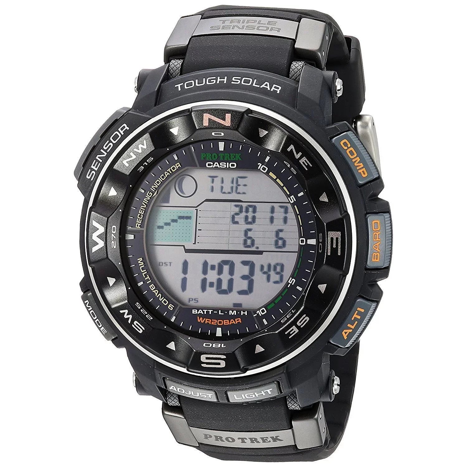 Mens Pro Trek Atomic Sizeolar Digital Dial Black Watch - PRW2500R-1