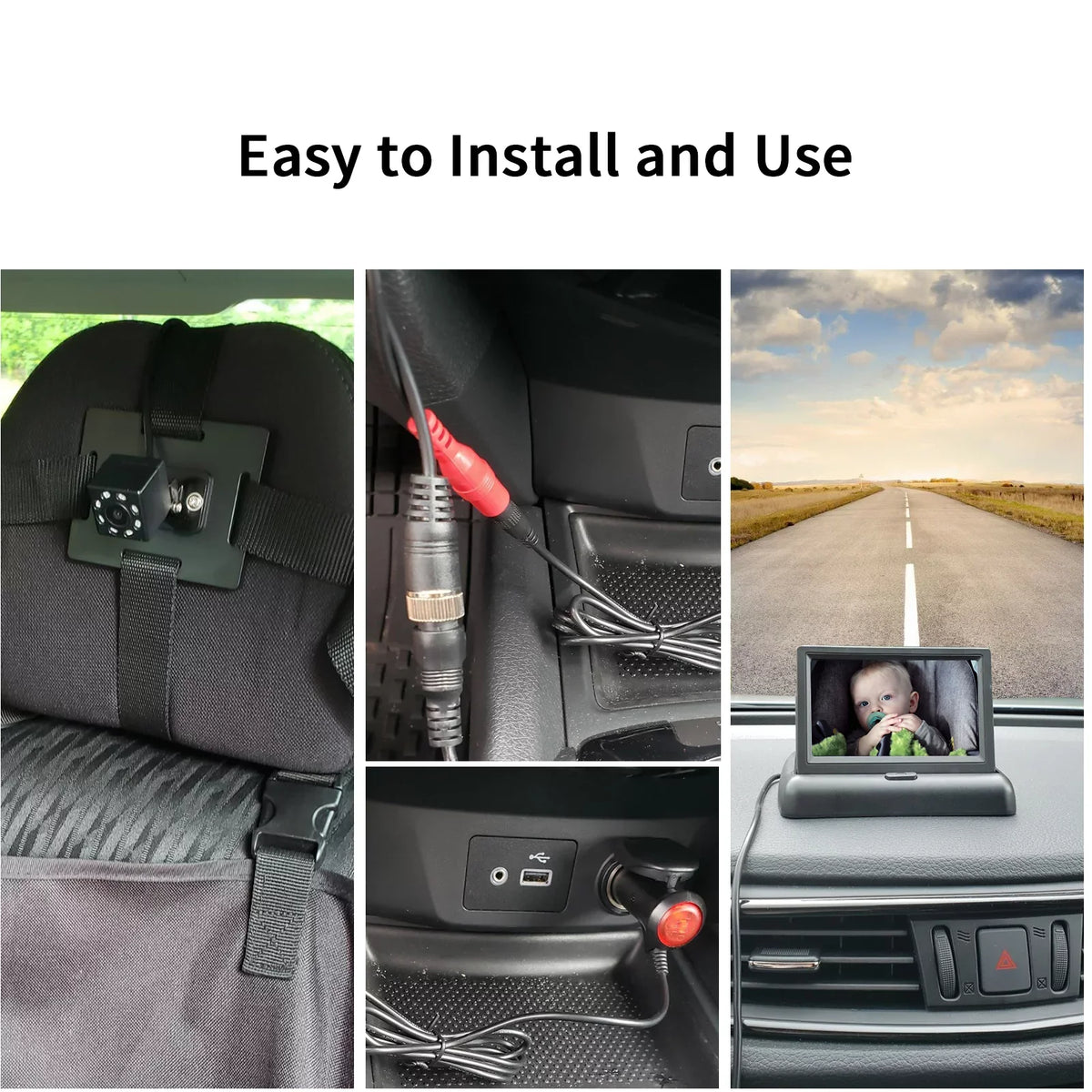 Radirus Car Baby Camera, Crystal Clear View Monitor with Infrared Night Vision, Ideal for Rear Facing Sizeeat