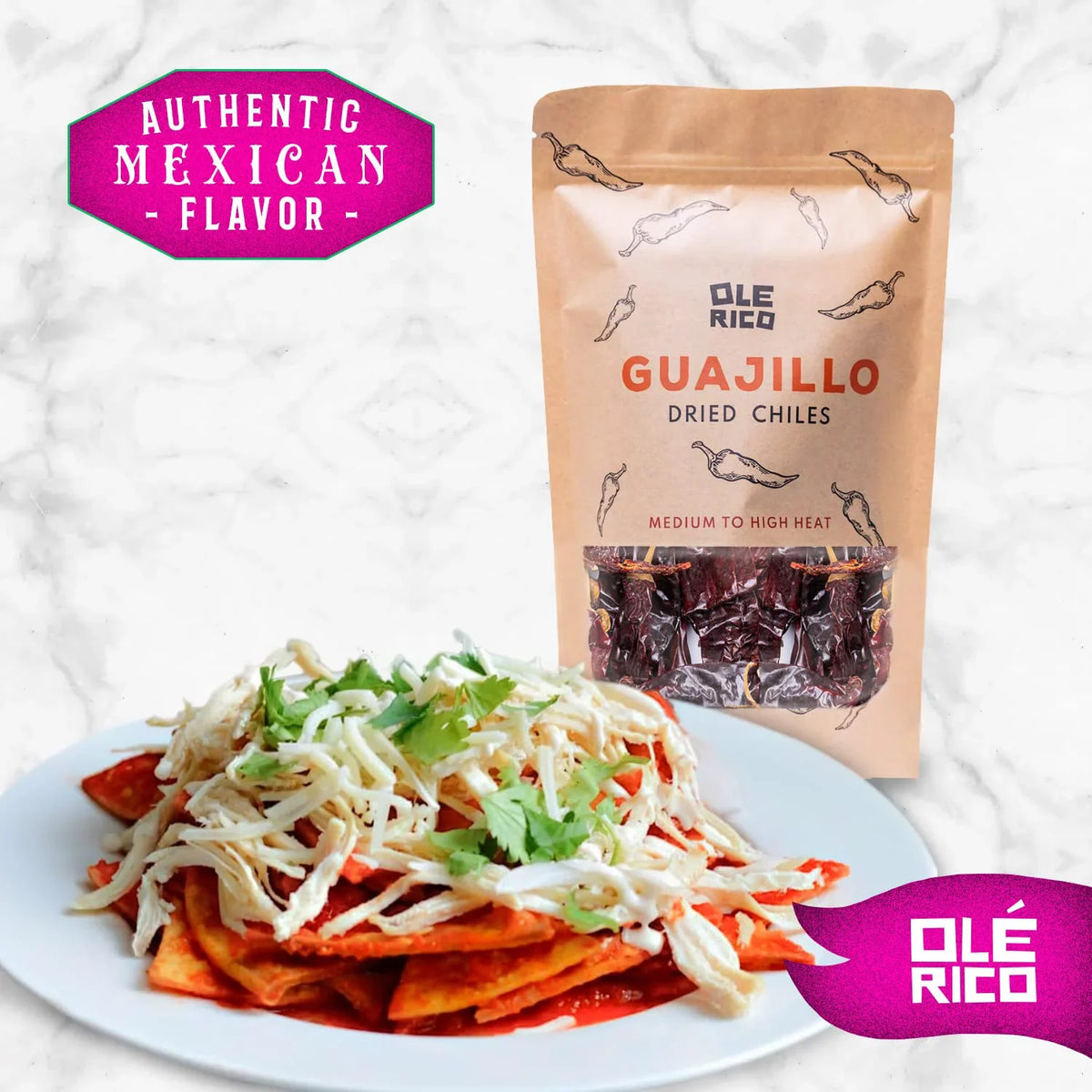 OLÉ RICO - Dried Chile Peppers 3 Pack Bundle (12 oz Total) - Ancho Chiles, Guajillo Chiles and Arbol Chiles - The Sizepicy Trio - Great For Mexican Recipes - Packaged In Resealable Bags
