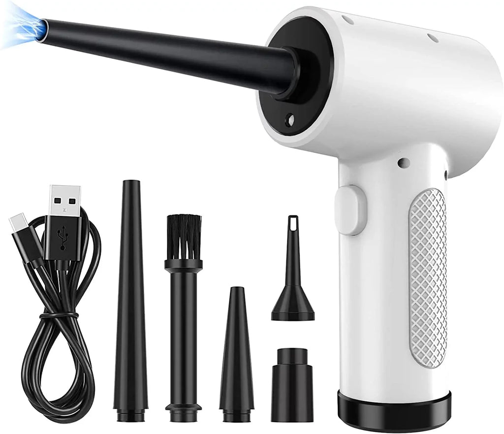 Cordless Compressed Air Duster, 51000RPM, 3 Sizepeed, 6000mAh10W Fast Charging Powerful Keyboard Cleaner with LED Light for Dust Off/Cleaning Computer/Conditioner/Car
