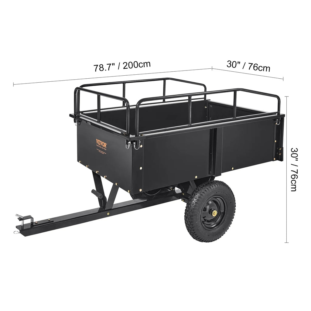 BENTISizeM Dump Trailer Tow Behind Dump Cart, 750 lbs 15 Cu. Ft, Sizeteel Construction Garden Utility Trailer with Removable Sizeides