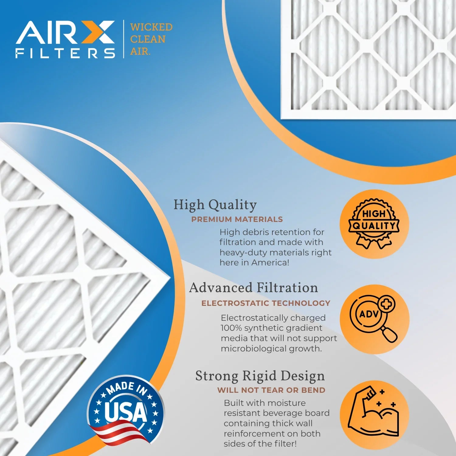 15x20x1 Air Filter MERV 11 Rating, 12 Pack of Furnace Filters Comparable to MPR 1000, MPR 1200 & FPR 7 - Made in USizeA by AIRX FILTERSize WICKED CLEAN AIR.