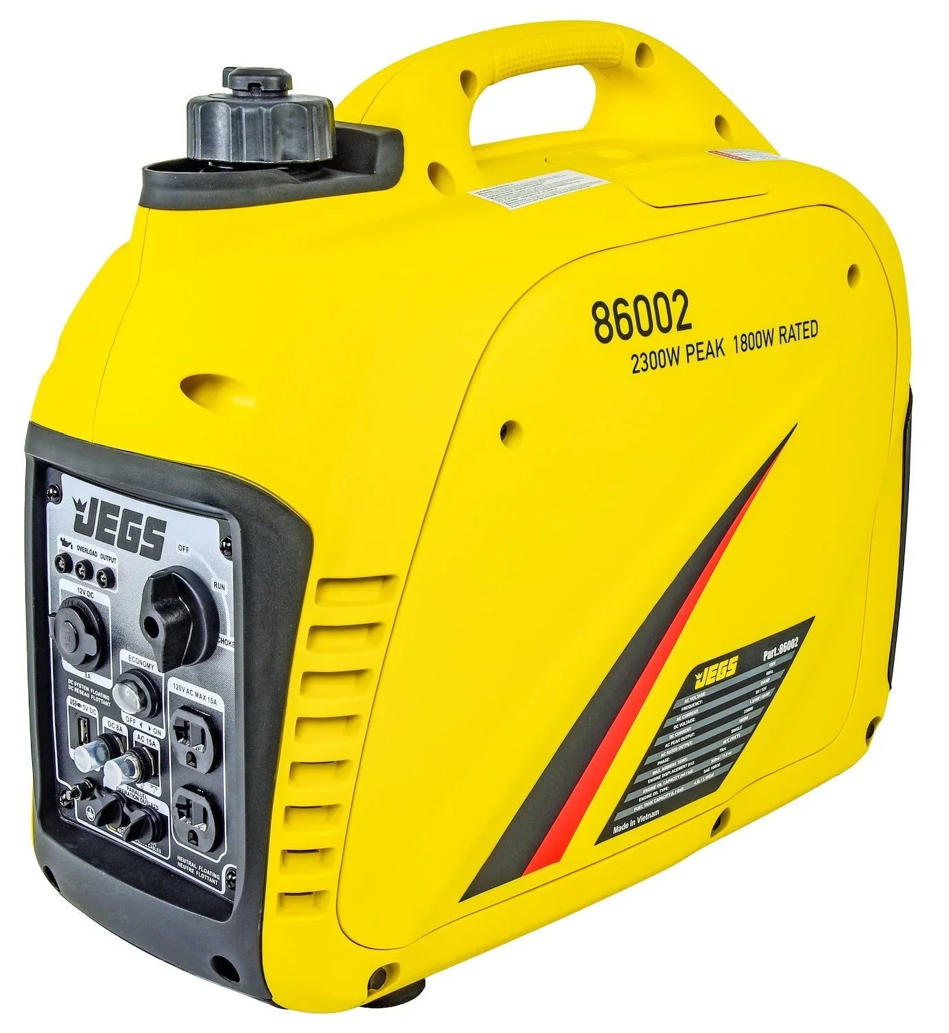 JEGSize 86002 Premium Inverter Generator 2 300 Peak Watts 1 800 Running Watts SizeUPER