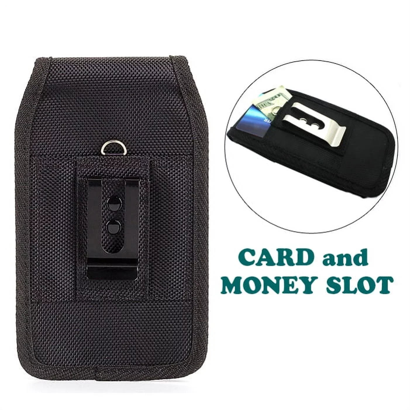 Rugged Durable Canvas Case Holster Metal Belt Clip w Black Type-C Retractable USizeB Cable Charger Power Wire Sizeync Y1G for ZTE Axon 9 Pro