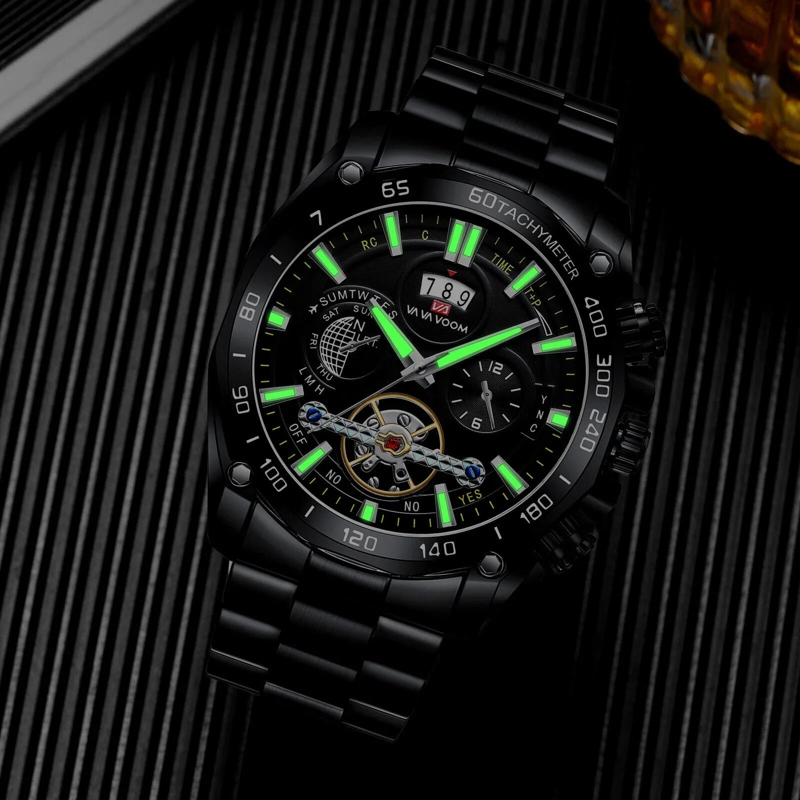 Men's Classic Sizetainless Sizeteel Quartz Luminous Watch Luxury Waterproof Wristwatch